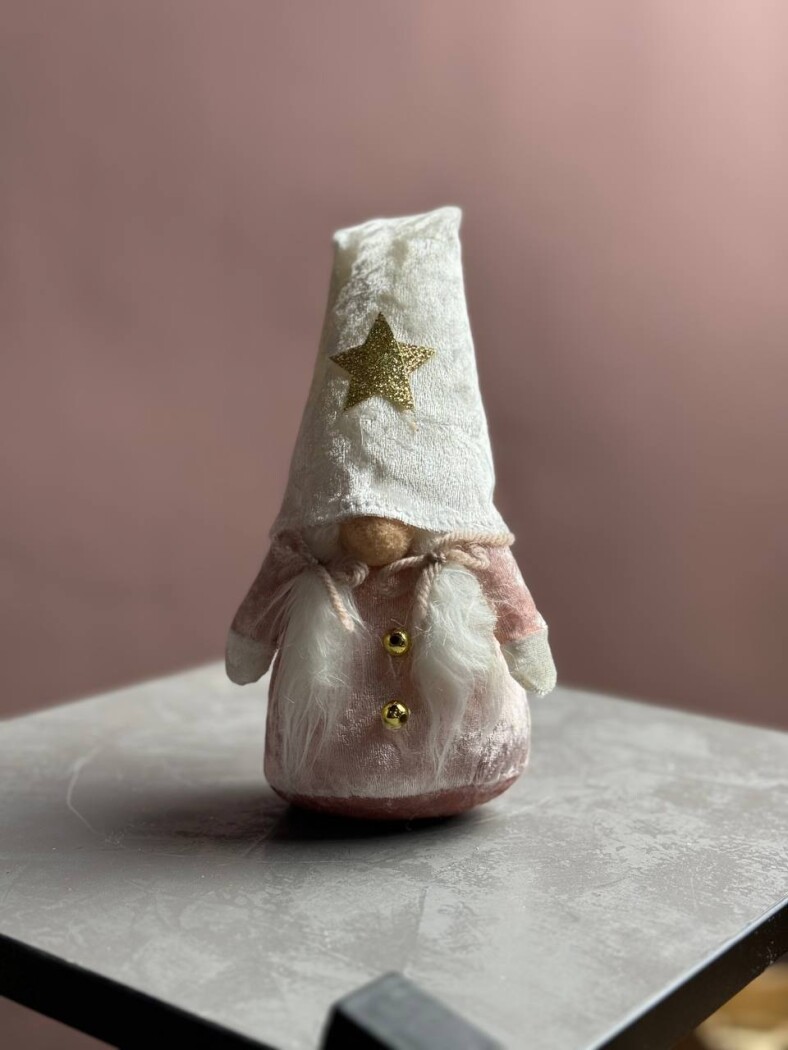 Игрушка гном маленький розовый и серый — изображение 1