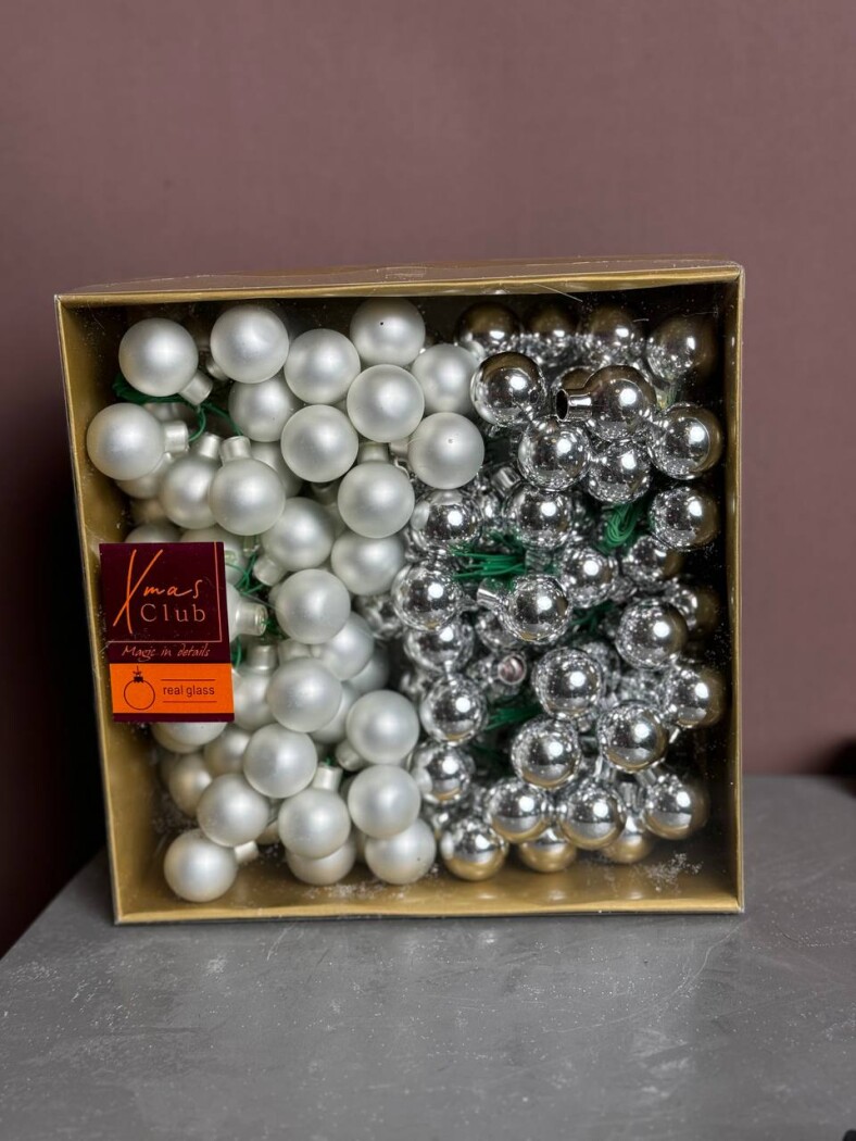 Набор Шар на проволоке d2,5 см серебро 144 шт — изображение 1