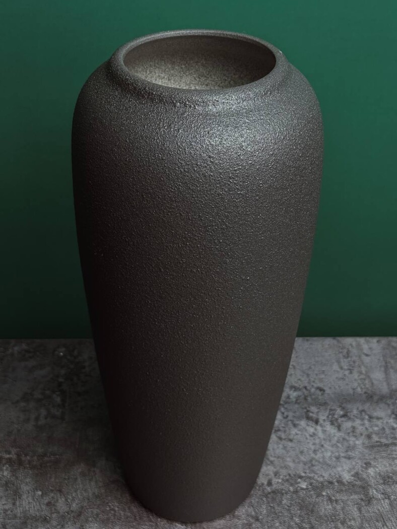 Ваза Artisan керамика серая d-17, h-32 — изображение 1